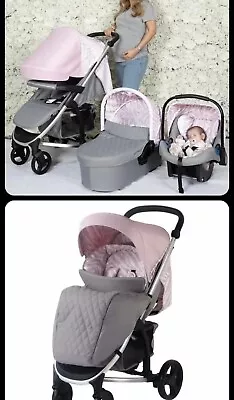 Blush Pink Grey Travel System My Babiie Brand New With Box 3 In 1 Pram Car Seat  • £140