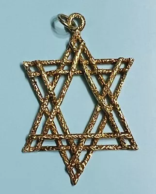 Vintage 14K Solid Gold Star Of David Large Pendant | 8.5g • $379