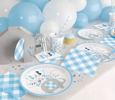 Blue Baby Shower Boys Party Plates Napkins Tablecloth Balloons Decorations • £12.99