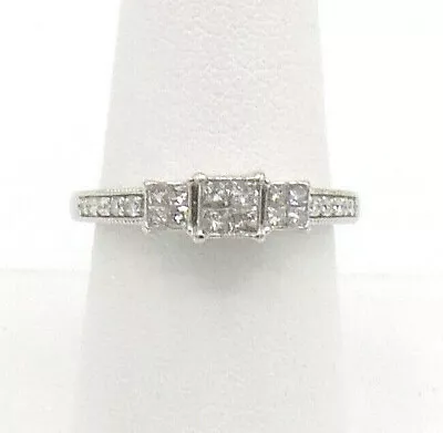 .50CT Zales Diamond Halo Solitaire Wedding Engagement Bridal Ring 10K White Gold • $349.99