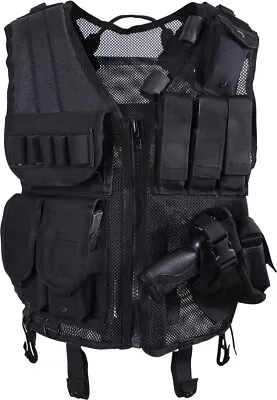 Black Military Quick Draw Tactical Gun Holster Vest • $139.99