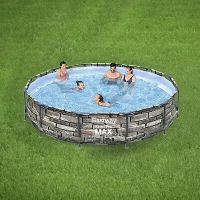 Bestway 56817E 12' X 30  Steel Pro Max Round Above Ground Swimming Pool W/ Pump • $249.99