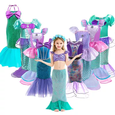 Girls Little Mermaid Costume Dress Princess Birthday Party Dresses Summer • $10.29