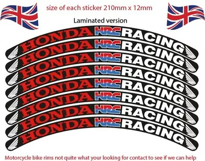 Motorcycle Rim Decals Stickers Honda Hrc Racing Style Printed Laminated BLACK • £7.99