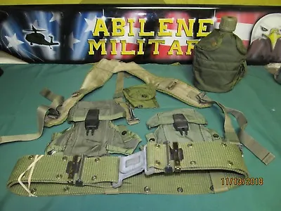 Military Alice Field Gear Set Lbe Web Belt Large 2 Ammo Pouch Canteen First Aid • $46.85