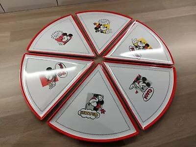 Disney Mickey & Minnie Mouse Pizza Plates Complete Set 6 Official New • £15.99