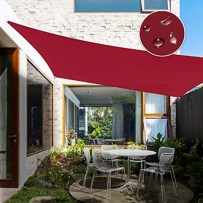 5'-24' Waterproof Shade Sail Rectangle Red Garden Awning Sun Canopy Mesh Cover • $405.89