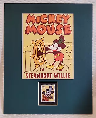 Mickey Mouse - Steamboat Willie - Disney - Matted Stamp Art - 1366 • $17.56