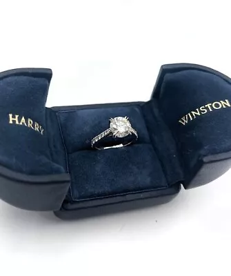Harry Winston Gia Certified Engagement Ring In Platinum With Diamond Box Papers • $57500