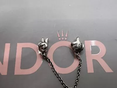 Genuine Pandora Disney Mickey Mouse Hands / Gloves Safety Chain Charm • £2.45