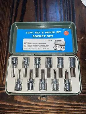 3/8  11pcs Hex Bit Socket Set Hex Head Driver Bit Socket Set New Old Stock NOS • $25