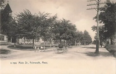 Falmouth Massachusetts Postcard Main Street Horse And Buggy PM 1905  T4 • $8.99
