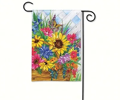 BreezeArt Garden Mini BLOOMING BASKET FLOWERS BrightCoorful FLAG 12.5  X 18   • $11.75