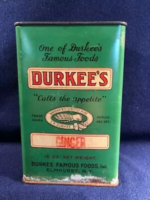 Vintage Durkee’s Ginger Spice Restaurant Size 1 LB Tin Elmhurst New York • $25