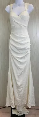 Nicole Miller Alexis Low Back Bridal Gown Women's Size 0 White NEW MSRP $1200 • $150.06