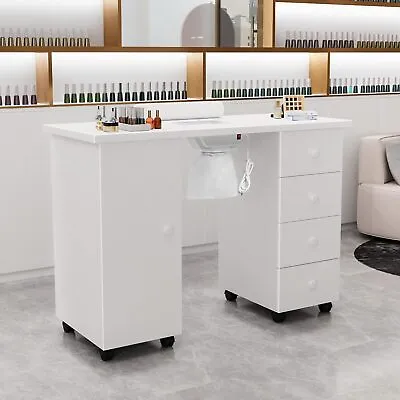 Pro Manicure Nail Table Mobile Nail Deak Station With Dust Collector 4 Drawers • $199.50