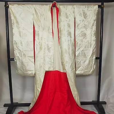 Japanese  Kimono Uchikake Wedding Dress Bride Costum Pure White Shiromuku 9071 • $173.90