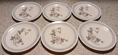 6 Country Glen Collection Turnberry 6 3/8  Bread Plates Pink Flowers Blue Band • $9.95