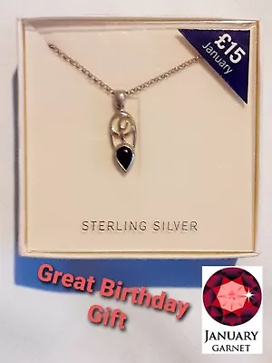 £4.99 • Buy Sterling Silver Birthstone January Ladies Necklace (GARNET)