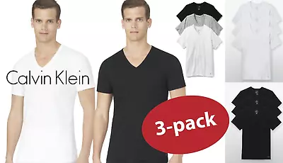 3 Pack CLASSIC FIT Calvin Klein Mens V Neck Crew Neck T Shirt Tee New • $25.70