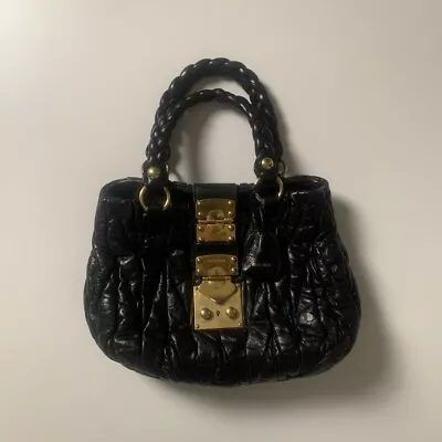 Miu Miu Handbag Matelasse Gold Hardware Leather Logo Black From Japan • $274.65