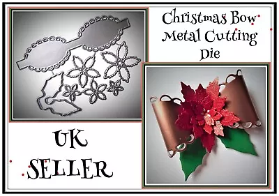 £4.20 • Buy Smaller Christmas Bow Metal Cutting Die Holly Flower Crafts Card Making DIY UK