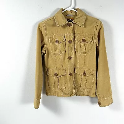 Tulle Corduroy Coat Size M Mustard Yellow Cotton Button Front Pockets Jacket • $17.95