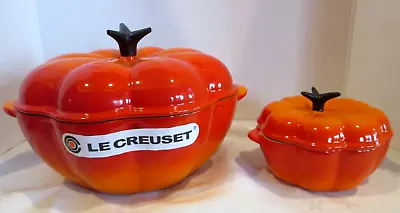 LE CREUSET ENAMEL CAST IRON FLAME PUMPKIN COCOTTE 2.25Qt STONEWARE PUMPKIN 12 OZ • £284.71