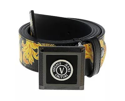 Versace Jeans Couture Black/Gold V-Emblem  Square Buckle Chain Print  Mens • $149.99