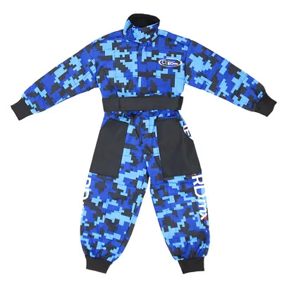 LEO Child Kids Motocross Camo Race Suit Overalls Jumpsuits Quad Off Road Blue • £26.99