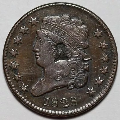 1828 Classic Head Half Cent - 13 Stars - Counterstamp - US 1/2c Copper Penny • $97.99