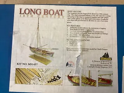 Model Shipways 18 Th Century Long Boat Kit • $35