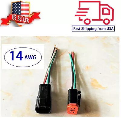 6  Assembled Black Deutsch 4Pin14 AWG Waterproof Connector Wire (black) • $10