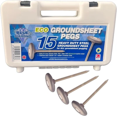 £11.99 • Buy Blue Diamond Groundsheet Pegs 15 X Tent Awning Camping Heavy Duty Metal Steel