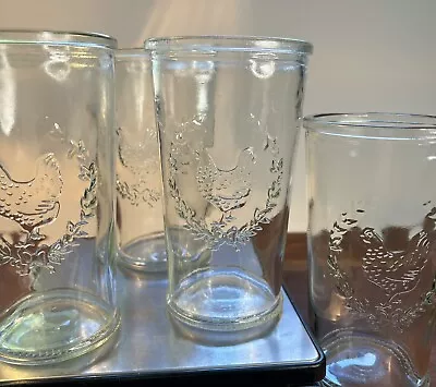 Set Of 4 Clear Glass Rooster Tumblers • $19.95