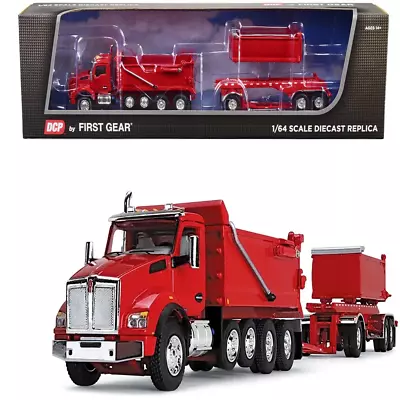 Quad Axle Dump Truck Rogue Transfer Tandem Trailer Viper Red 1 64 Diecast Model  • $240.30