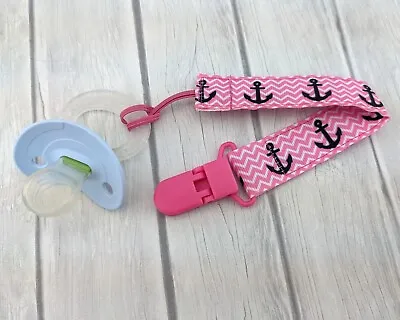 Pacifier Clip Holder Pacifier Ribbon Baby Gift Stocking Stuffer Anchor • $9.95