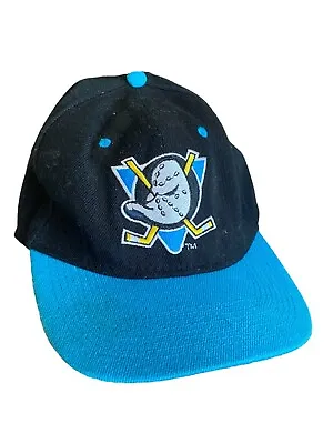 Vintage Anaheim Mighty Ducks Twins Enterprise Cap/Hat NHL Hockey Blue Black Vgc • $23