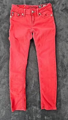 Miss Me Jeans Girls 14 Regular Red Carrot Skinny JK533558 Embroidered Rhinestone • $19.99