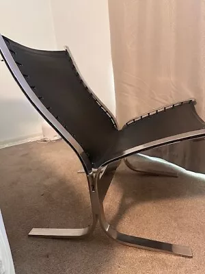 RH Restoration Hardware Metal And Black Leather Chair. PICKUP ONLY Lansing MI • $425