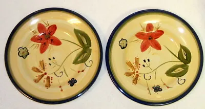 $32.88 • Buy SET / LOT Of  2 ~ HD Designs SIMONE SALAD PLATES 8 1/2  Pottery FLORAL VERY NICE