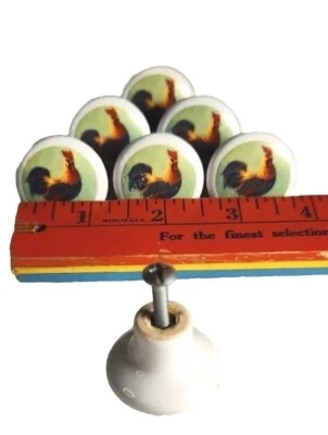 22 Rooster Ceramic Drawer Pull Cabinet Knobs 1.25  Farmhouse Country Kitchen • £34.27