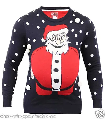 £9.95 • Buy Mens Christmas Jumper Xmas Knitted SANTA 3D Novelty Sweater Size S M L XL Red