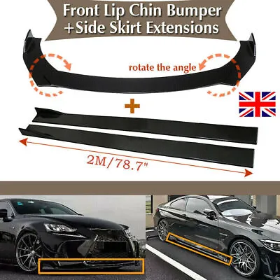 Front Bumper Lip Splitter+Side Skirts For Audi S3 S4 S5 A3 A4 A5 A6 RS3 RS4 TT M • £55.95