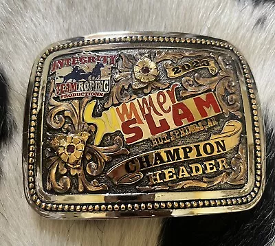 Trophy Buckle Team Roping Champion Header Cowboy Rodeo Collectible • $175