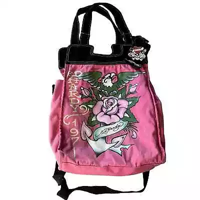 Vintage Ed Hardy Pink Y2K Tote Bag Punk Eagle Rose Anchor 2000's • $35