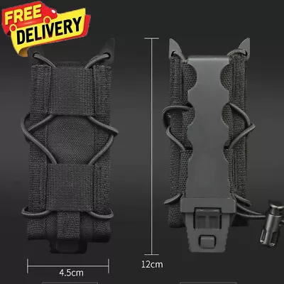 Tactical Molle 9mm Pistol Mag Pouch Single Magazine Bag Flashlight Torch Holder • $9.53