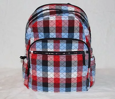 Vera Bradley Iconic Large Campus Backpack Travel Book Bag PATRIOTIC PLAID NWT  • $88.35