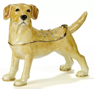 Yellow Golden Labrador Dog Trinket Box Jeweled Enameled NIB - So Cute! • $34