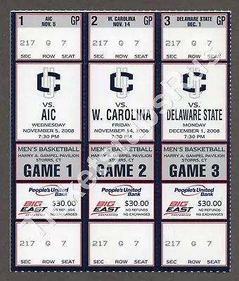 KEMBA WALKER COLLEGE DEBUT 1st GAME UCONN 11/14/2008 Full Ticket(s) 3-ATTACHED • $69.30